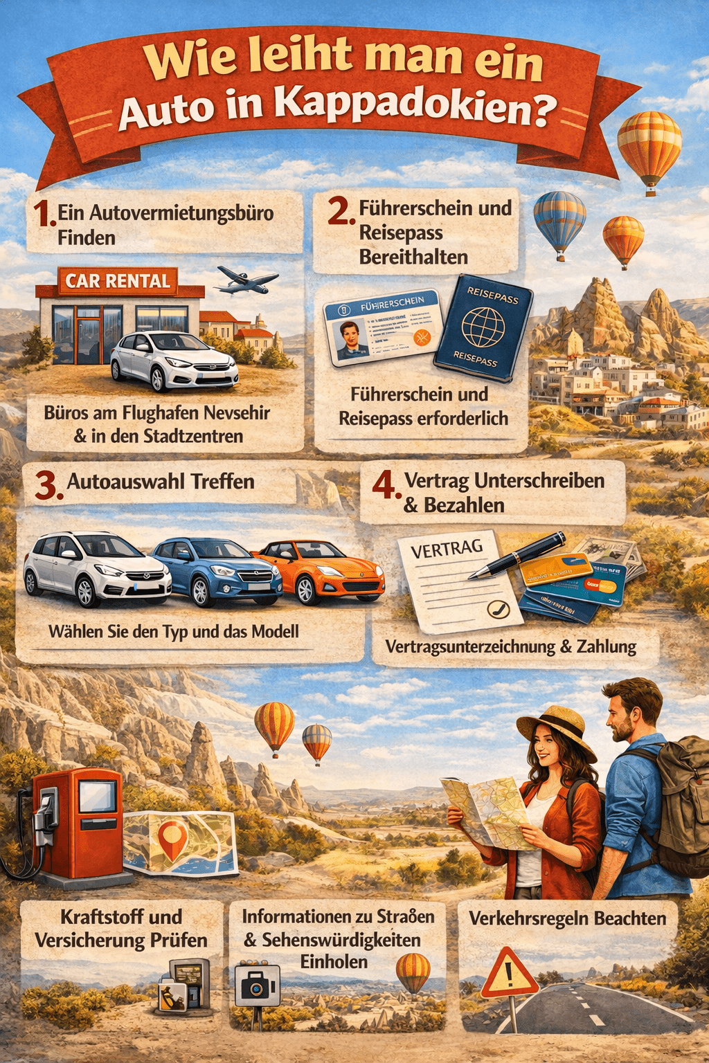 Wie man in Kappadokien ein Auto miete! Schritt-f&uuml;r-Schritt-Anleitung.